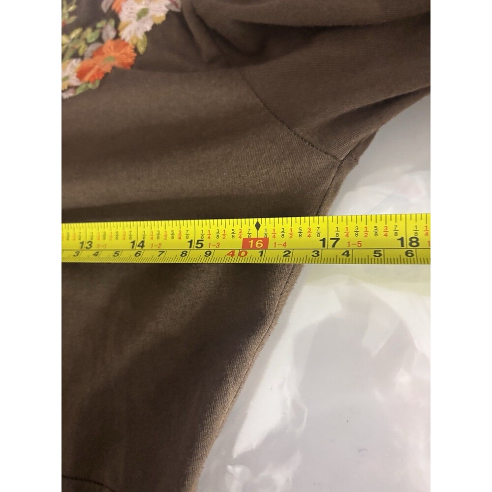 Johnny Was Brown Floral Embroidered Mini Dress with Orange Accents - Picture 2 of 16